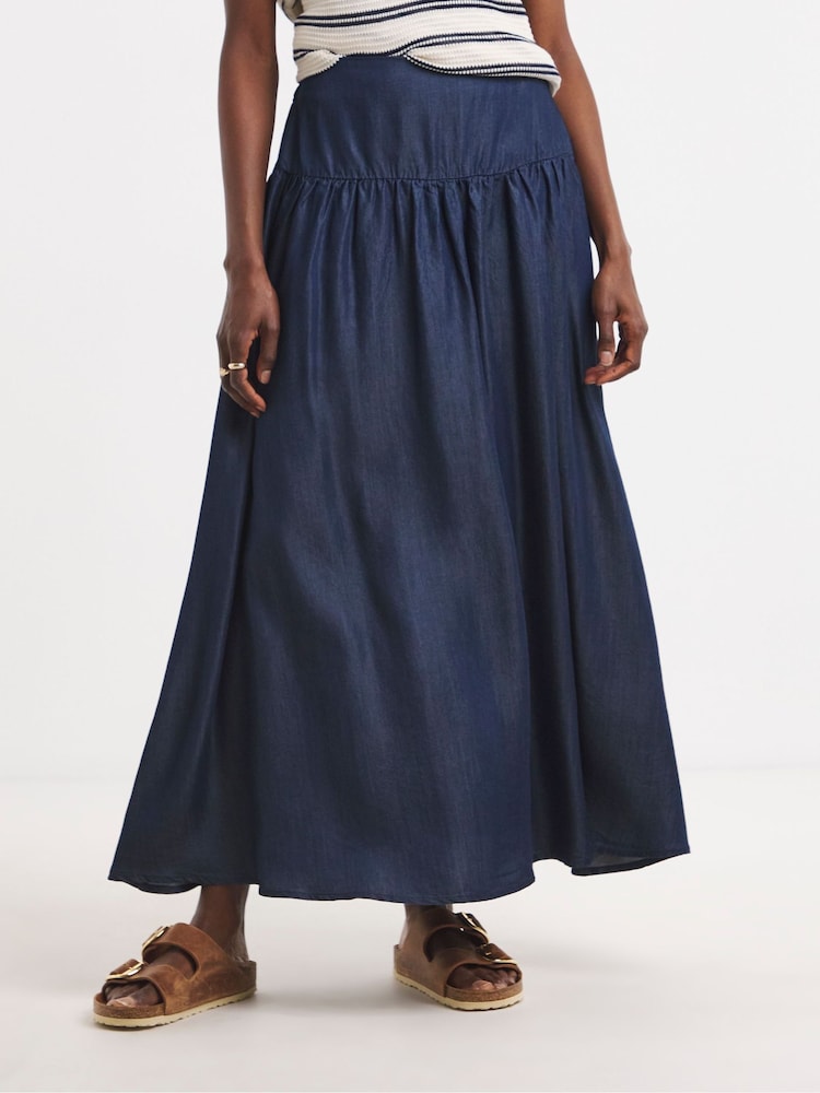 JD Williams Blue Pull On Tiered Lightweight Denim Skirt - Image 2 of 4