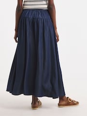 JD Williams Blue Pull On Tiered Lightweight Denim Skirt - Image 3 of 4