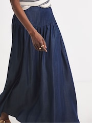 JD Williams Blue Pull On Tiered Lightweight Denim Skirt - Image 4 of 4