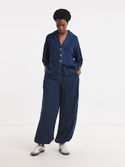 JD Williams Blue Lightweight Denim Balloon Leg Jogger Jeans - Image 1 of 4