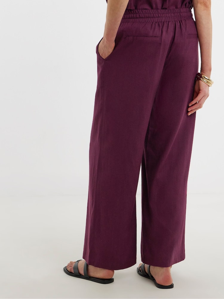 Lila - Pantalon na Malapad na Paa na Pinaghalong Linen ni JD Williams - Larawan 2 ng 4