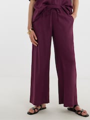 Lila - Pantalon na Malapad na Paa na Pinaghalong Linen ni JD Williams - Larawan 3 ng 4