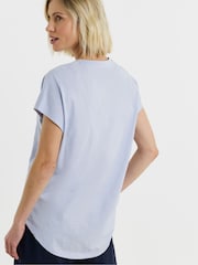 JD Williams Blue Embroidered Yoke Longline Top - Image 2 of 4