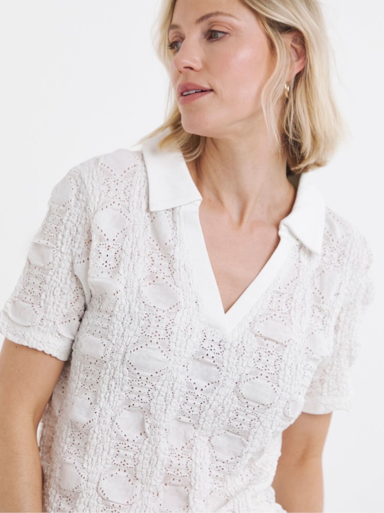 JD Williams White Bubble Textured Collar Top - Image 4 of 4 JD Williams White Bubble Textured Collar Top - Image 4 of 4