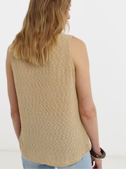 JD Williams Nude Boucle Button Through Longline Top - Image 2 of 4