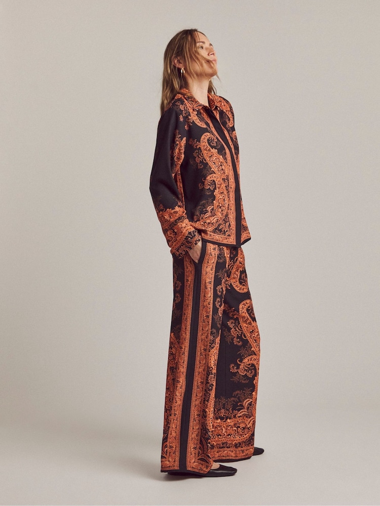 JD Williams Anthology Placement Print Wide Leg Trousers - Larawan 1 ng 4