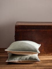 The Set 2 Pack Green Cotton Linen Cushion Covers - Image 1 of 1