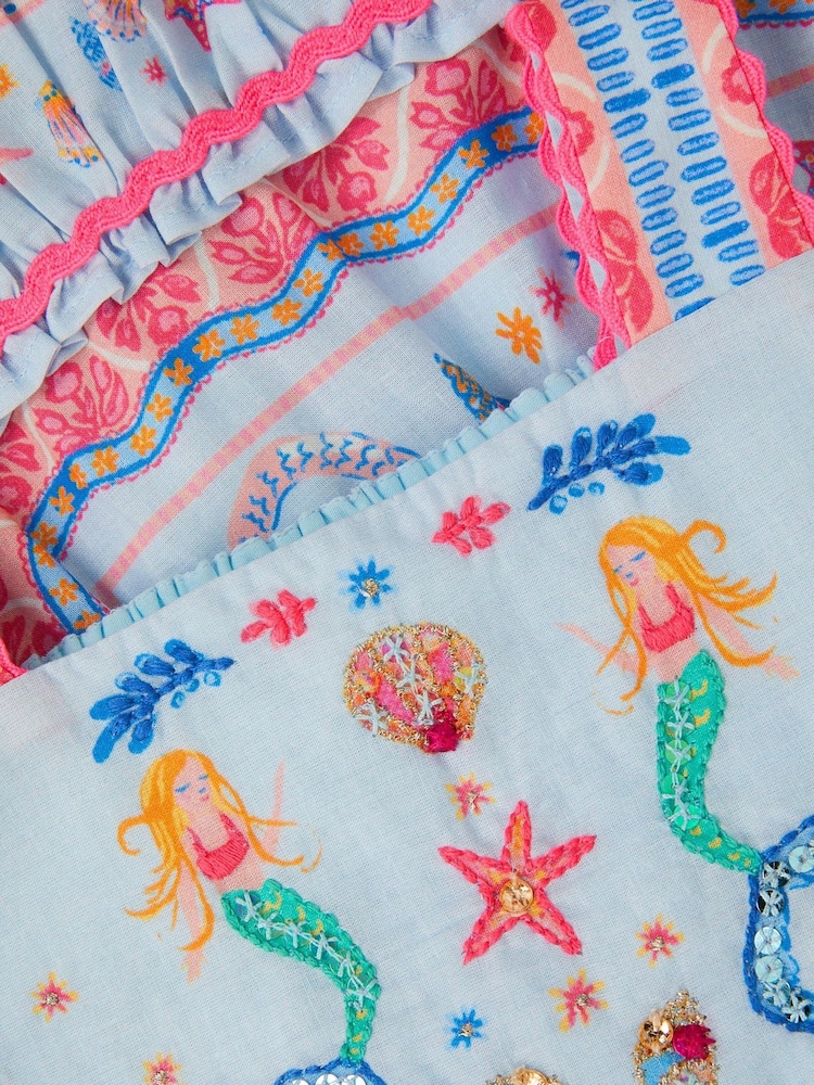 Monsoon Blue Baby Mermaid Print Dress - Image 4 of 4