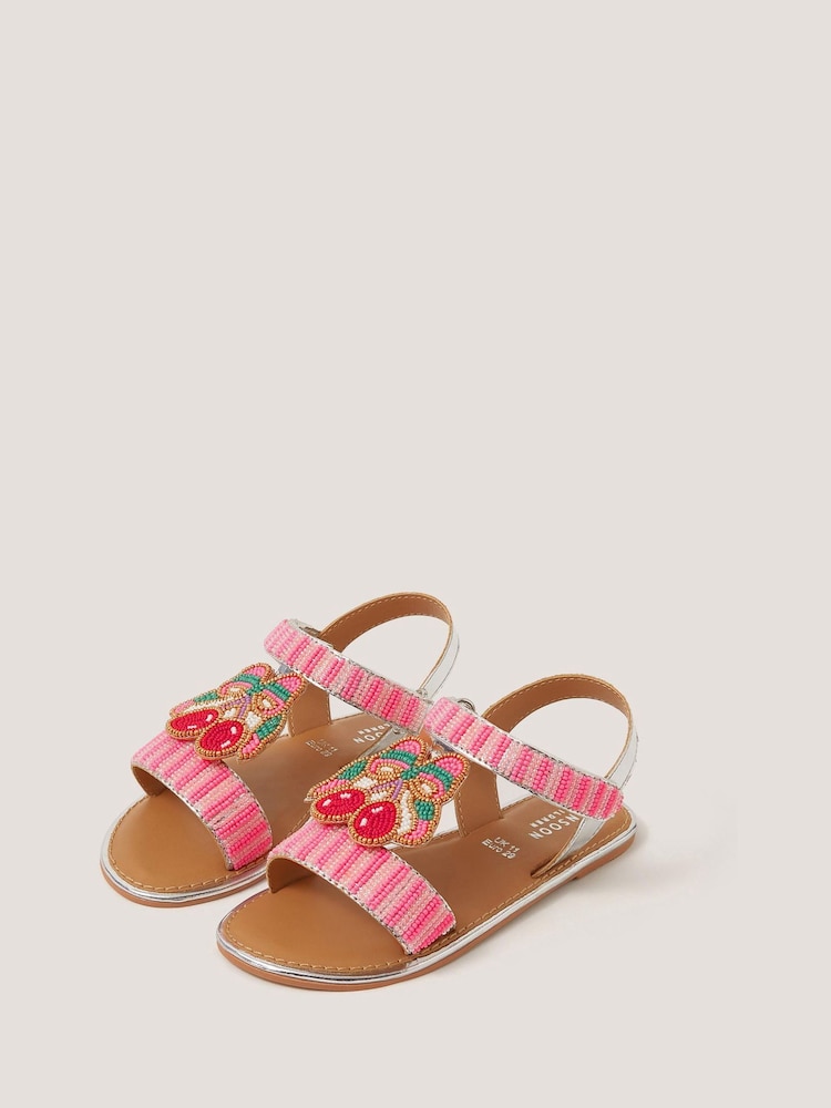 Monsoon Pink Cherry Beaded Sandals - Image 1 of 3