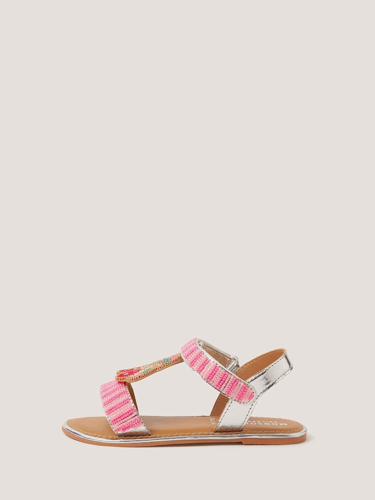 Monsoon Pink Cherry Beaded Sandals - Image 2 of 3