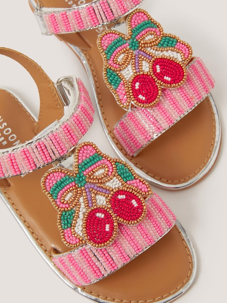 Monsoon Pink Cherry Beaded Sandals - Image 3 of 3