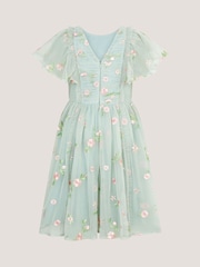 Monsoon Green Primrose Embroidered Party Dress - Image 2 of 3