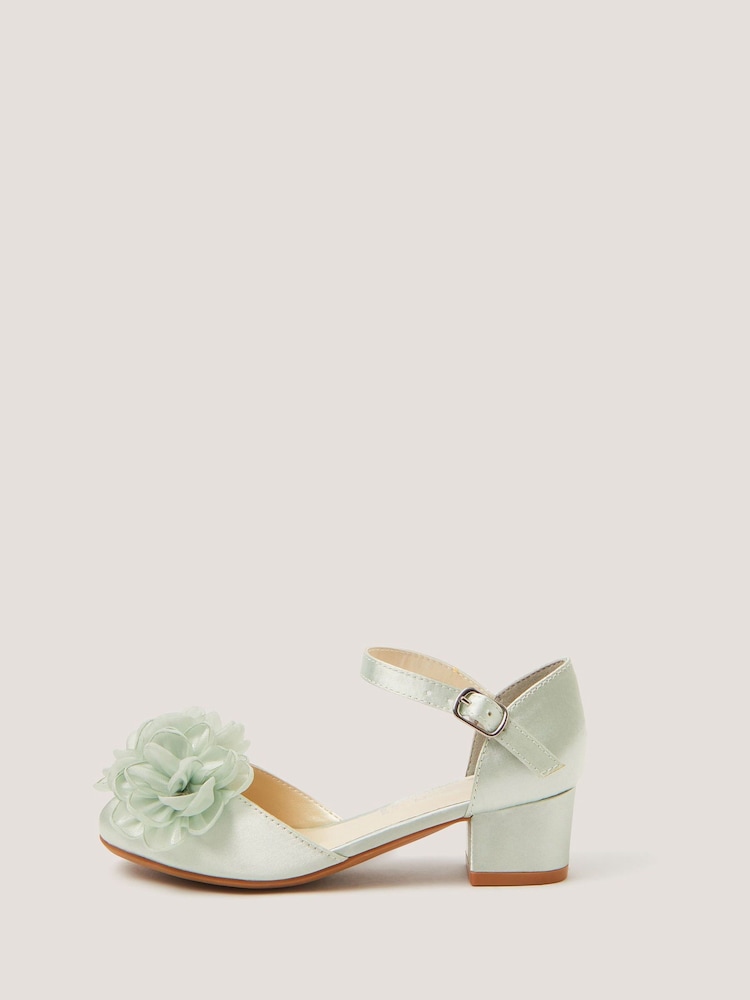 Monsoon Green Corsage Satin Heels - Image 1 of 3