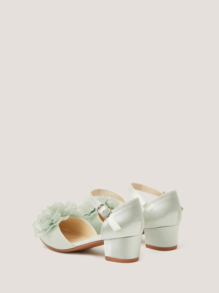 Monsoon Green Corsage Satin Heels - Image 2 of 3
