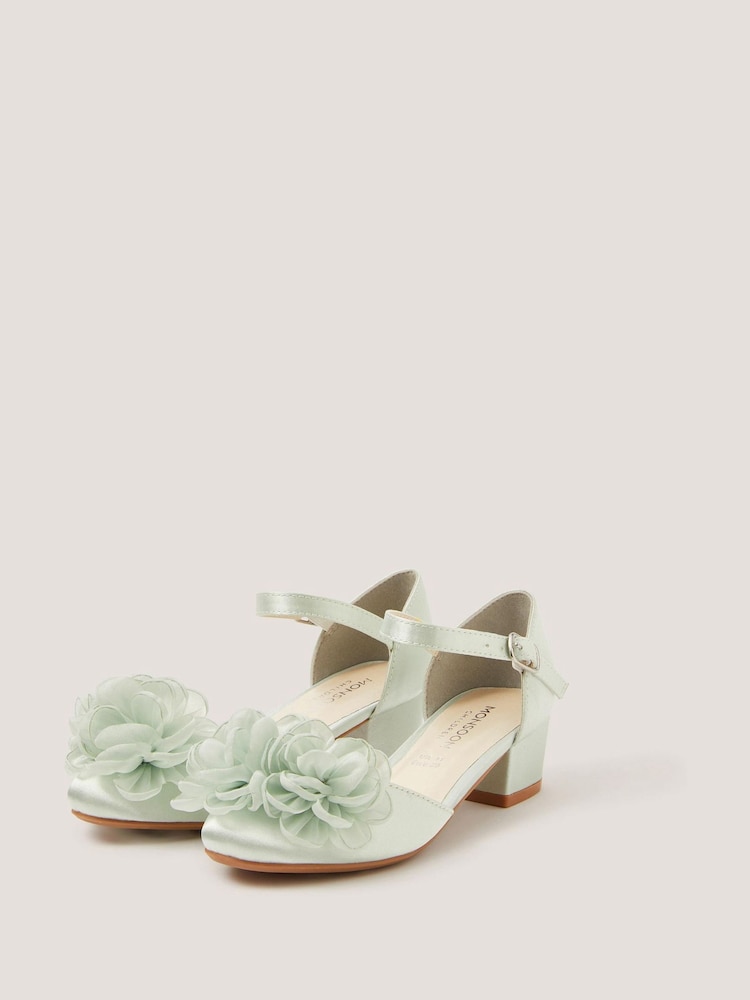 Monsoon Green Corsage Satin Heels - Image 3 of 3