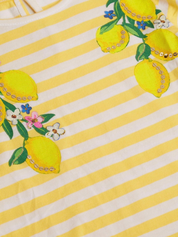 Monsoon Yellow Sequin Lemon Stripe T-Shirt - Image 4 of 4 Monsoon Yellow Sequin Lemon Stripe T-Shirt - Image 4 of 4
