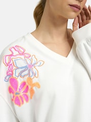 Smith & Soul White Oversize V-Neck Sweatshirt With Sequins - Image 4 of 6