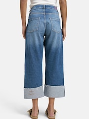 Smith & Soul Blue Straight Leg Crop Jeans with Turn Ups - Image 2 of 4