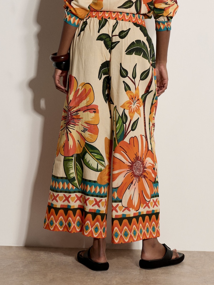 Apricot Natural Tropical Floral Print Culotte Trousers - Image 2 of 6