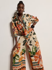 Apricot Natural Tropical Floral Print Culotte Trousers - Image 3 of 6