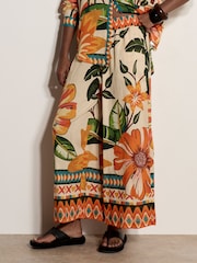 Apricot Natural Tropical Floral Print Culotte Trousers - Image 6 of 6