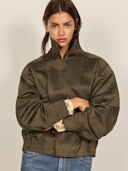 BHOEM Olive Green Asymmetrical Faux Suede Jacket - Image 2 of 5