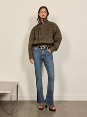 BHOEM Olive Green Asymmetrical Faux Suede Jacket - Image 4 of 5