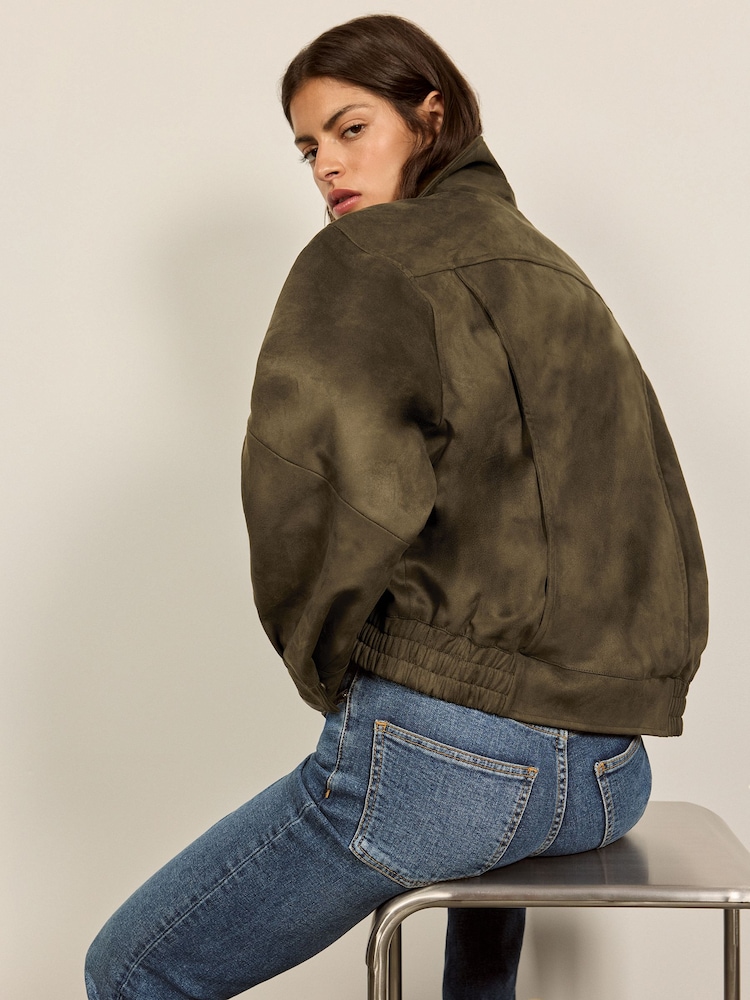 BHOEM Olive Green Asymmetrical Faux Suede Jacket - Image 5 of 5