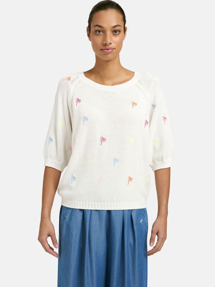 Smith & Soul White Raglan Sleeve "Palms" Pullover Jumper - Image 1 of 4