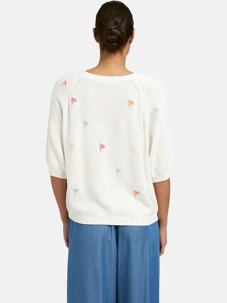 Smith & Soul White Raglan Sleeve "Palms" Pullover Jumper - Image 2 of 4