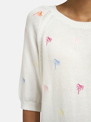 Smith & Soul White Raglan Sleeve "Palms" Pullover Jumper - Image 4 of 4