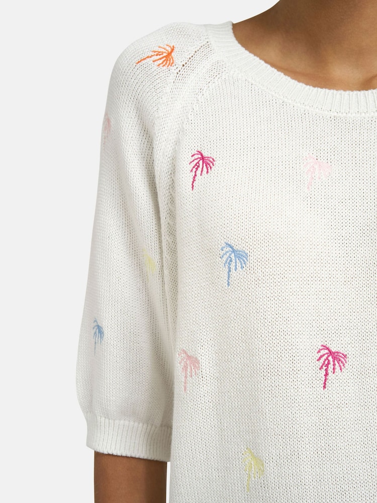 Smith & Soul White Raglan Sleeve "Palms" Pullover Jumper - Image 4 of 4