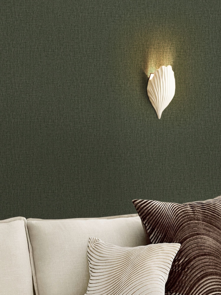 Deep Green Linen Look 10M Wallpaper - Image 5 of 5