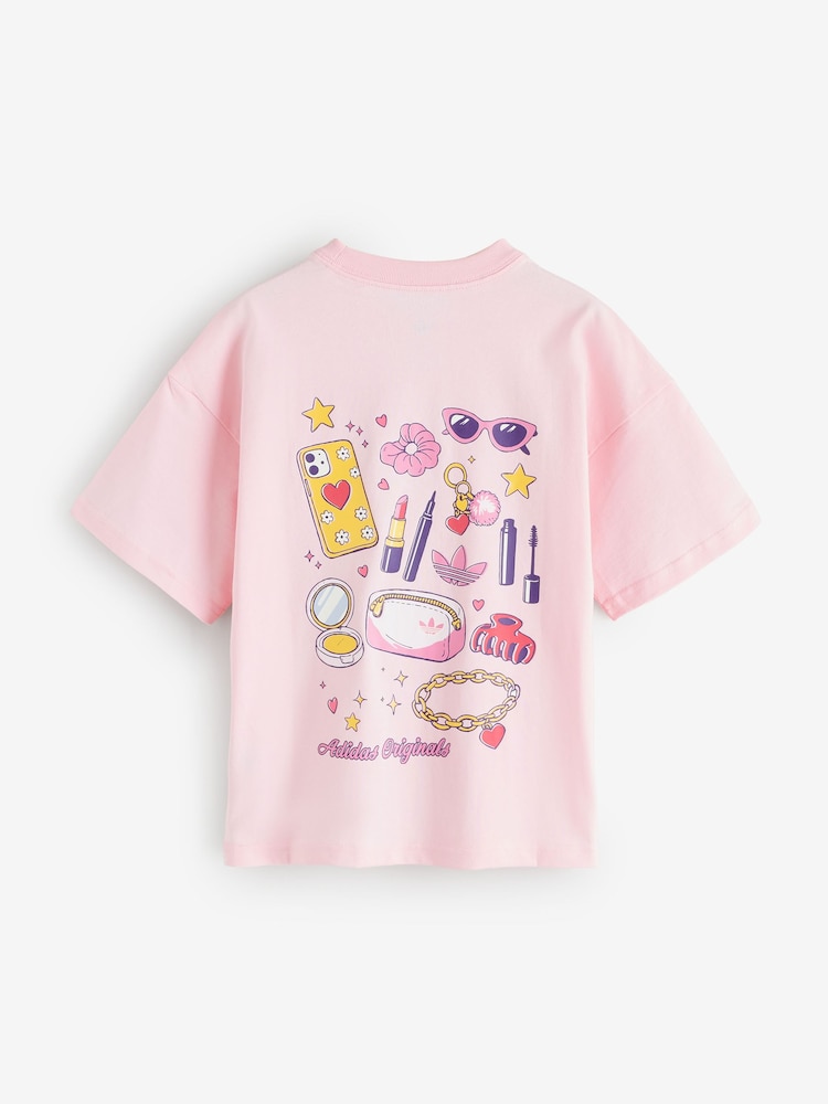 adidas Originals Pink Makeup Graphic T-Shirt - Image 1 of 2