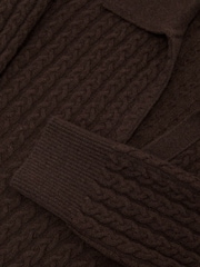 Grape Burgundy - Reiss Millie Wool-Cashmere Cable-Knit Collared Jumper - Image 7 of 7