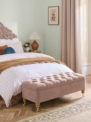 Laura Ashley Hundon Chenille Dusty Rose Pink Ropsley Storage Ottoman Bench - Image 1 of 8