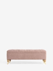 Laura Ashley Hundon Chenille Dusty Rose Pink Ropsley Storage Ottoman Bench - Image 5 of 8