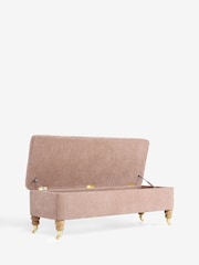 Laura Ashley Hundon Chenille Dusty Rose Pink Ropsley Storage Ottoman Bench - Image 6 of 8
