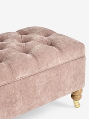 Laura Ashley Hundon Chenille Dusty Rose Pink Ropsley Storage Ottoman Bench - Image 7 of 8