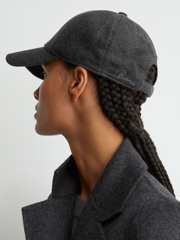 Anthrazit - Reiss Sienna Wool-Silk Blend Baseball Cap - Bild 1 von 5