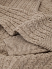 Reiss Neutral Millie Wool-Cashmere Cable-Knit Collared Jumper - Image 6 of 6