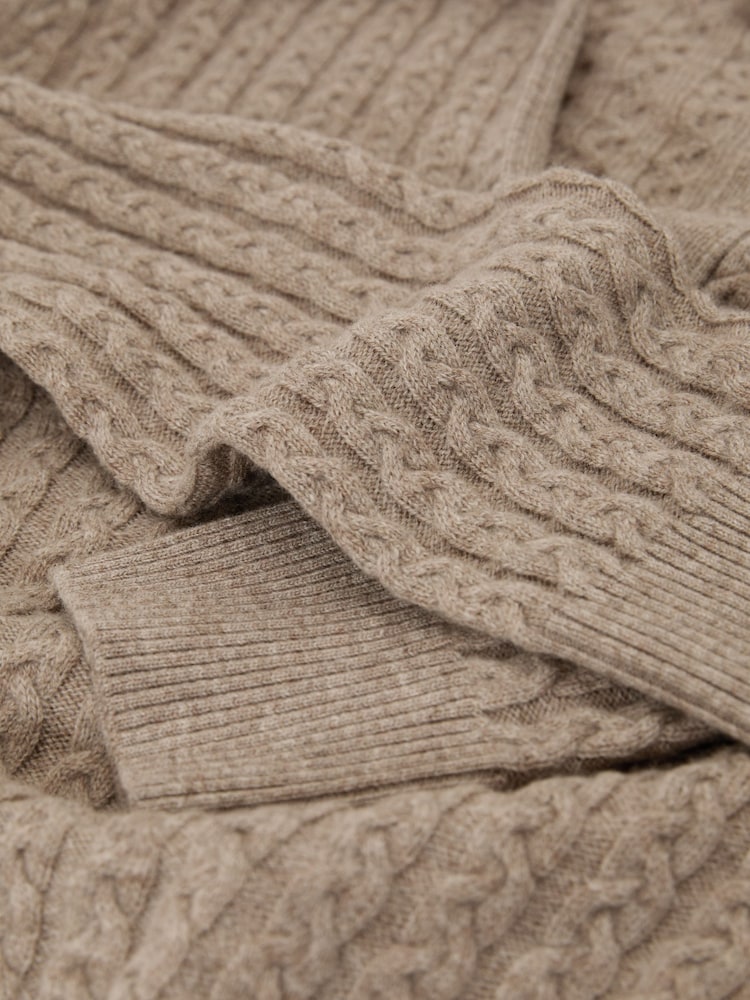 Reiss Neutral Millie Wool-Cashmere Cable-Knit Collared Jumper - Image 6 of 6 Reiss Neutral Millie Wool-Cashmere Cable-Knit Collared Jumper - Image 6 of 6