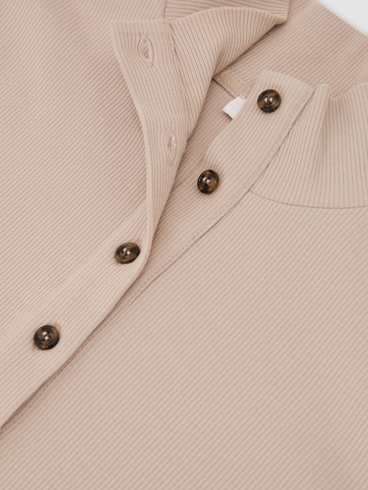 Reiss Neutral Ida Cotton-Stretch Funnel-Neck Top - Image 6 of 6