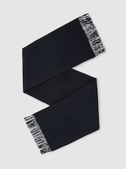 Reiss Navy Picton Wool and Cashmere Scarf - Image 1 of 6