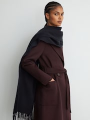 Reiss Navy Picton Wool and Cashmere Scarf - Image 2 of 6