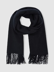 Reiss Navy Picton Wool and Cashmere Scarf - Image 3 of 6