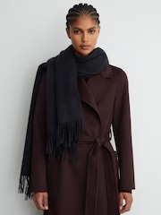 Reiss Navy Picton Wool and Cashmere Scarf - Image 4 of 6