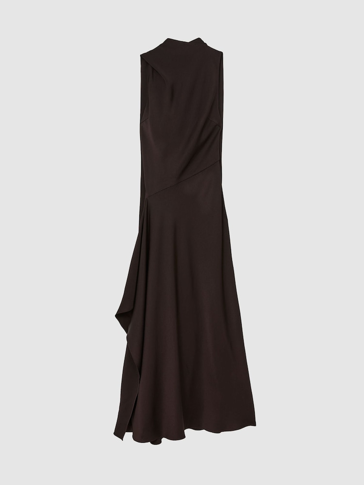 Reiss Sabine Petite Sateng Maxikjole med Cape-Detalj - Bilde 2 av 8 Reiss Sabine Petite Sateng Maxikjole med Cape-Detalj - Bilde 2 av 8
