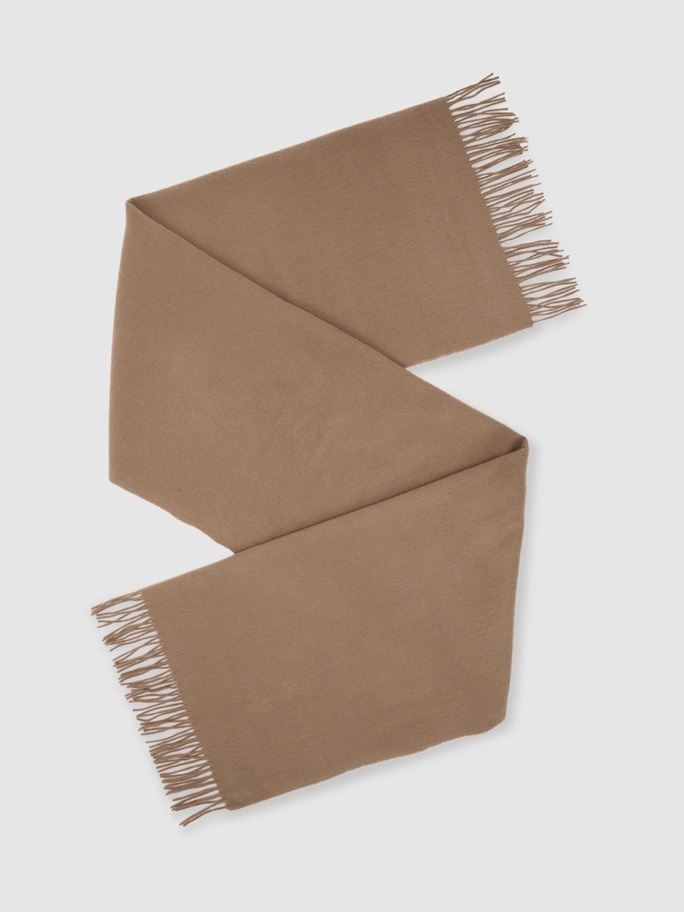 Reiss Camel Picton Wool and Cashmere Scarf - Image 2 of 5 Reiss Camel Picton Wool and Cashmere Scarf - Image 2 of 5