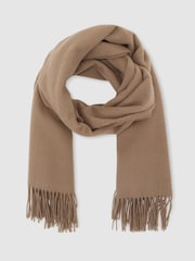 Reiss Camel Picton Wool and Cashmere Scarf - Image 3 of 5